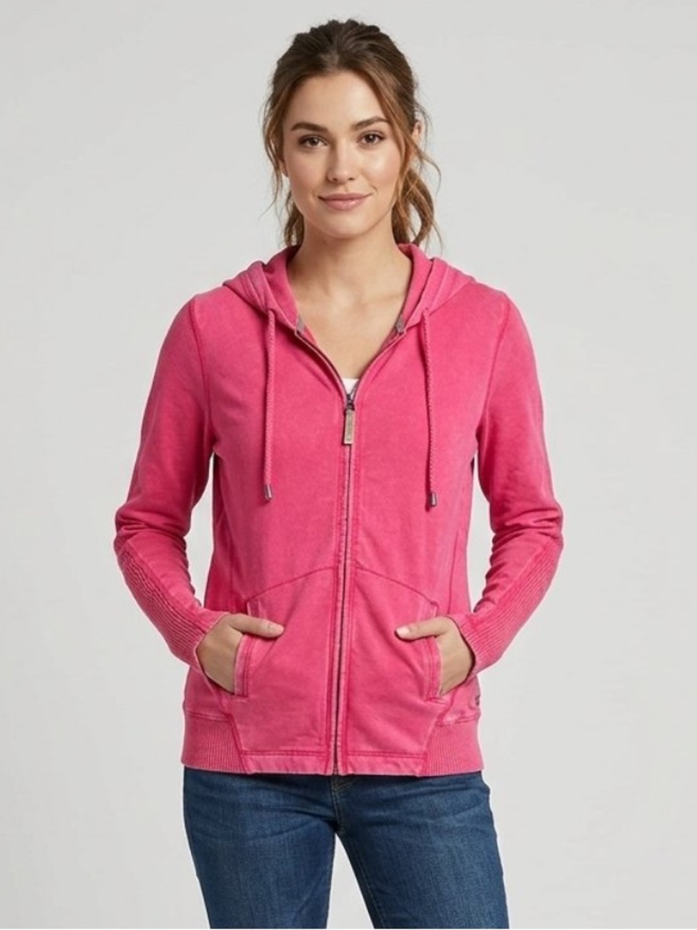 Green Tea Mineral Wash Cotton Zip Hoodie